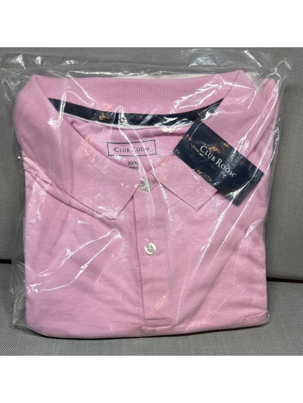 New Club Room Men Polo Shirt Size 3XL XXXL Pink Cotton Blend Short Sleeve NWT